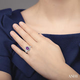 8x6 MM Oval Cut Amethyst and 1/20 ctw Single Cut Diamond Ring in Sterling Silver