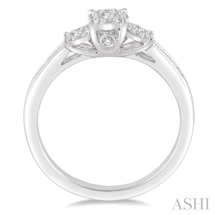 1/3 ctw Round Cut Diamond Lovebright Ring in 14K White Gold