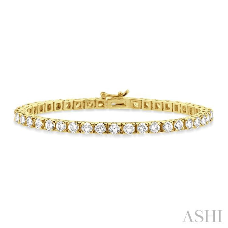 10 Ctw Square Box Link Round Cut Diamond Tennis Bracelet in 14K Yellow Gold