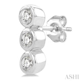 1/10 ctw Petite Bezel Set Round Cut Diamond Fashion Stud Earring in 10K White Gold