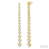 2 ctw Round Cut Diamond Riviera Drop Earring in 14K Yellow Gold