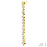 2 ctw Round Cut Diamond Riviera Drop Earring in 14K Yellow Gold