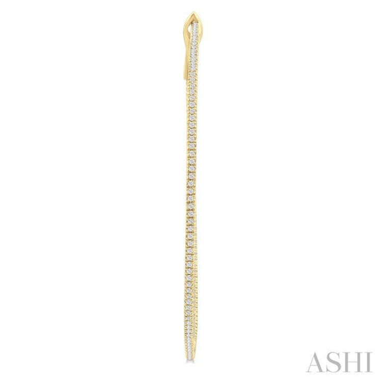 1 ctw Inside & Outside Round Cut Diamond Hoop Earring in 14K Yellow Gold