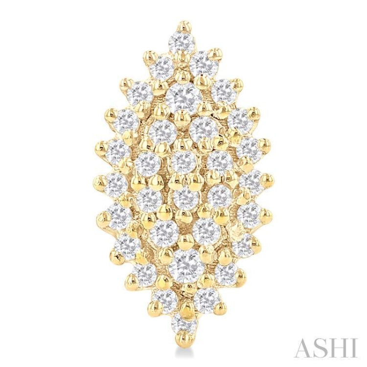 1/5 ctw Petite Marquise Shape Round Cut Diamond Cluster Fashion Stud Earring in 10K Yellow Gold