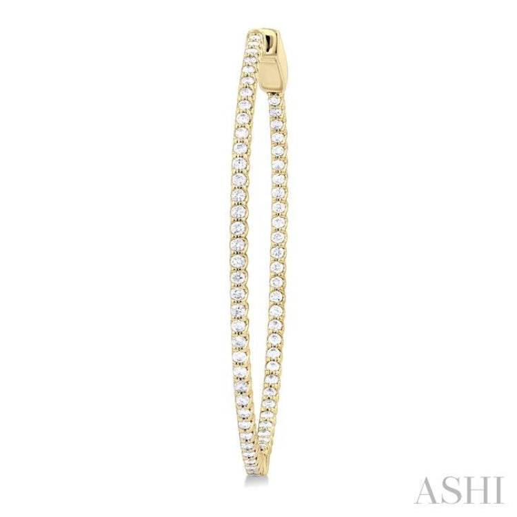 1 Ctw Inside & Outside Round Cut Diamond Hoop Earrings in 14K Yellow Gold