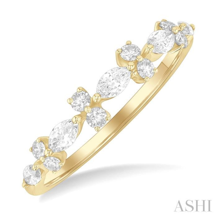 1/2 Ctw Scatter Marquise and Round Cut Diamond Fashion Band in 14K Yellow Gold