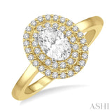 1/2 Ctw Oval Cut Center Stone and Round Cut Diamond 3/4 ct Ladies Engagement Ring in 14K Yellow and White Gold