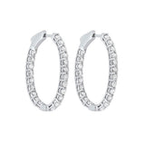 14KT White Gold & Diamond Classic Book Hoop Fashion Earrings   - 3-1/4 ctw