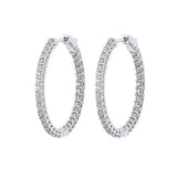 14KT White Gold & Diamond Classic Book Hoop Fashion Earrings   - 1 ctw