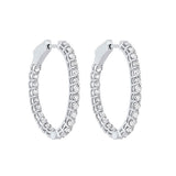 14KT White Gold & Diamond Classic Book Hoop Fashion Earrings   - 2 ctw