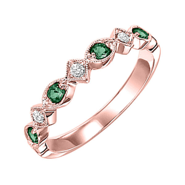 10KT Pink Gold & Diamond Classic Book Stackable Fashion Ring  - 1/10 ctw