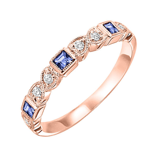 10KT Pink Gold & Diamond Classic Book Stackable Fashion Ring  - 1/10 ctw