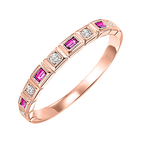 10KT Pink Gold & Diamond Classic Book Stackable Fashion Ring  - 1/10 ctw