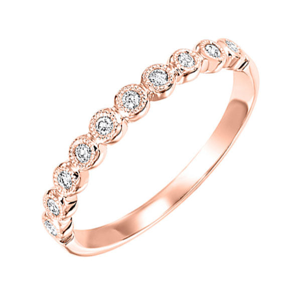 10KT Pink Gold & Diamond Classic Book Stackable Fashion Ring   - 1/10 ctw