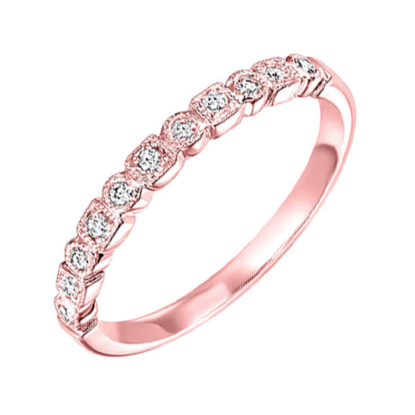 10KT Pink Gold & Diamond Classic Book Stackable Fashion Ring  - 1/8 ctw
