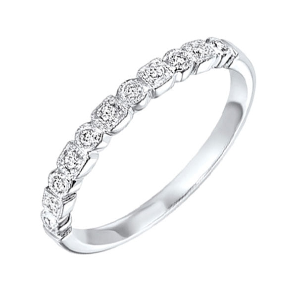 10KT White Gold & Diamond Classic Book Stackable Fashion Ring  - 1/8 ctw