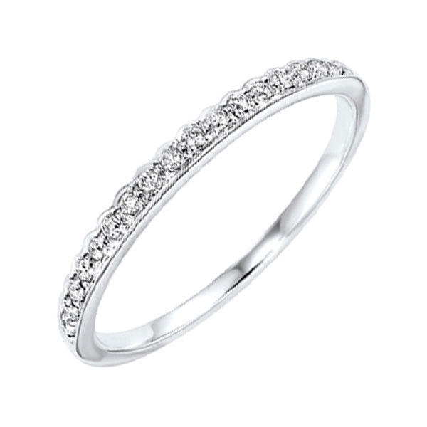 10KT White Gold & Diamond Classic Book Stackable Fashion Ring  - 1/8 ctw