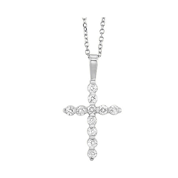 14KT White Gold & Diamond Classic Book Cross Pendants Neckwear Pendant  - 3/4 ctw