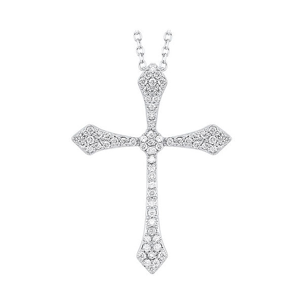 14KT White Gold & Diamond Classic Book Cross Pendants Neckwear Pendant   - 1/10 ctw