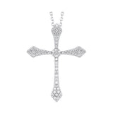14KT White Gold & Diamond Classic Book Cross Pendants Neckwear Pendant   - 1/10 ctw