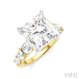 1 1/4 Ctw Princess Shape Round Cut Diamond Semi-Mount Engagement Ring in 14K Yellow and White Gold
