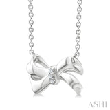 1/50 Ctw Bow Round Cut Diamond Fashion Pendant With Chain in Sterling Silver