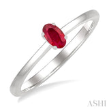 5x3 MM Oval Shape Ruby Precious Solitaire Ring in 14K White Gold