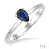6x4 MM Pear Shape Sapphire Precious Solitaire Ring in 14K White Gold