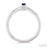5x3 MM Oval Shape Sapphire Precious Solitaire Ring in 14K White Gold