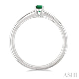 5x3 MM Oval shape Emerald Precious Solitaire Ring in 14K White Gold