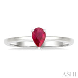 6x4 MM Pear Shape Ruby Precious Solitaire Ring in 14K White Gold
