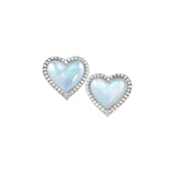 White Mother of Pearl Heart Stud Earrings