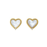 White Mother of Pearl Heart Stud Earrings