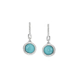 Round Teal Stone Drop Earrings