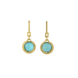 Round Teal Stone Drop Earrings
