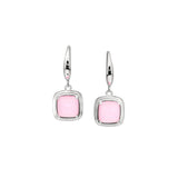 Cushion Cut Pink Stone Drop Earrings