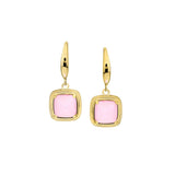 Cushion Cut Pink Stone Drop Earrings