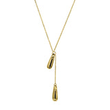 Solid Double Teardrop Lariat Necklace