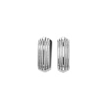 Rounded Square Grooved Huggie Hoop Earrings