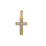 Two Tone Satin Center Cross Pendant Charm