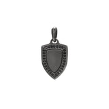 Shield Pendant Charm with Black Stone Halo