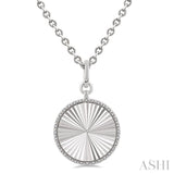 1/10 Ctw Round Fluted Medallion Single Cut Diamond Pendant With Chain in Sterling Silver