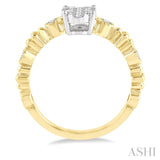 1/3 Ctw Oval Shape Accentuated Shank Lovebright Diamond Cluster Ring in 14K Yellow and White Gold