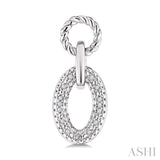 1/10 Ctw Round Cut Diamond Bold Oval Shape Rope Link Earrings in Sterling Silver