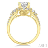 1 Ctw Diamond Semi-mount Engagement Ring in 14K Yellow Gold