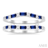 2.1x1.4, 2.9x1.5 & 3.1x1.5 MM Baguette Cut Sapphire and 1/5 Ctw Round Cut Diamond Precious Insert Ring in 14K White Gold
