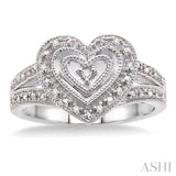 1/20 Ctw Heart Shape Round Cut Diamond Ring in Sterling Silver
