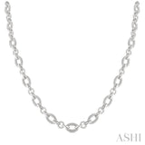 1/4 Ctw Round Cut Diamond Bold Oval Shape Rope Link Necklace in Sterling Silver