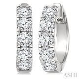 4 Ctw Round Cut Diamond Hoop Earrings in 14K White gold