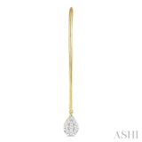 1/2 Ctw Pear Shape Dangler Lovebright Round Cut Diamond Earring in 14K Yellow and White Gold